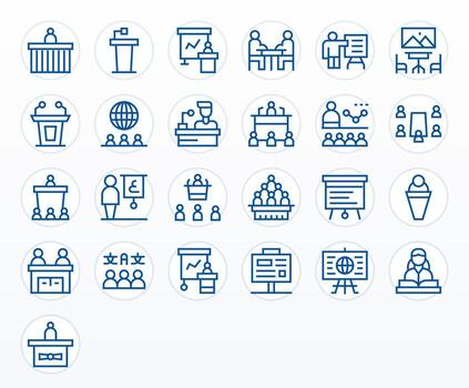 25 128x128 Regular Line Icons optimized for Seminar Grid Fitted display vector