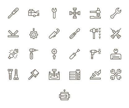 Fixing Icon Repository containing 25 Regular Line 256x256 Grid Fitted graphics vector