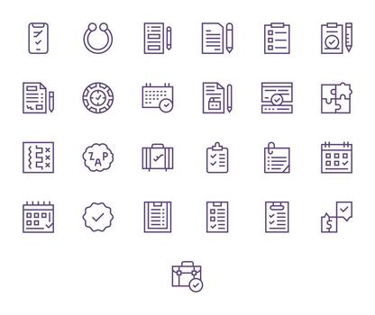 Complete Comprehensive Bundle with 25 PIXEL Perfect Regular Line Retina Ready Icons vector