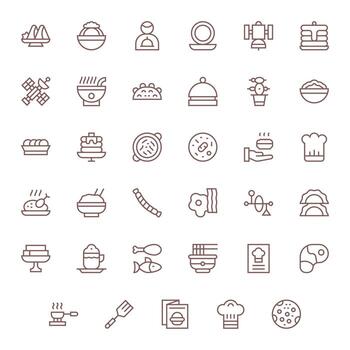 Dish Icon Repository containing 35 Regular Line 128x128 Pixel Optimized graphics vector