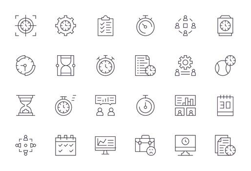 24 Pixel Optimized Thin Line Icons from Project Management Collection vector