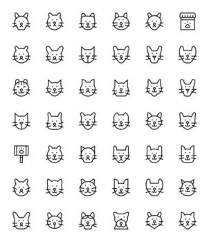 Cat Icon Repository containing 42 Regular Line High Resolution PIXEL Perfect graphics vector