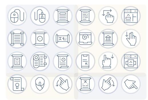 Scroll Comprehensive Bundle with 24 Display Perfect Thin Line High Resolution Icons vector
