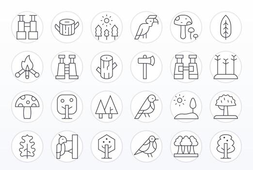 Forest Icon Repository containing 24 Thin Line 128x128 PIXEL Perfect graphics vector