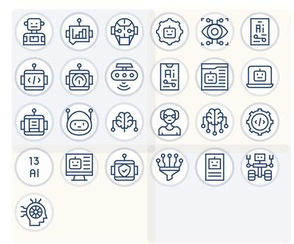 25 regular línea editable vectores para máquina aprendizaje tema