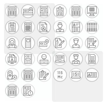 Data Entry Icon Repository containing 32 Thin Line Retina Ready Pixel Optimized graphics vector