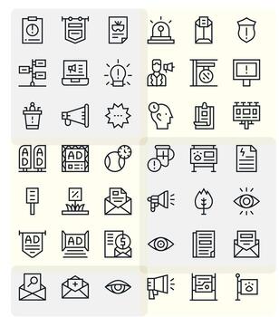 42 Regular Line Pixel Aligned Icons tailored for Notice 128x128 interface vector
