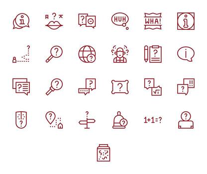 Question Mark Icon Repository containing 25 Regular Line 256x256 Pixel Optimized graphics vector