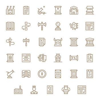 History Ultimate Package with 35 256x256 Regular Line Pixel Optimized Icons vector