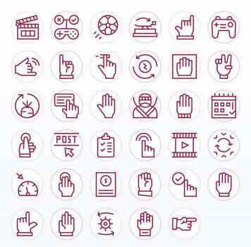 Action Icon Repository containing 35 Regular Line 64x64 PIXEL Perfect graphics vector