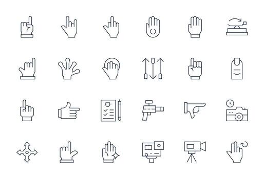 24 128x128 Delgado línea íconos para acción con píxel optimizado precisión vector