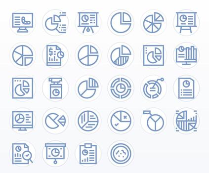 Pie Chart Ultimate Package with 28 High Resolution Bold Line Pixel Optimized Icons vector