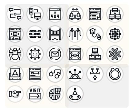 Link High Resolution Icon Pack with 28 Bold Line Grid Fitted Elements vector
