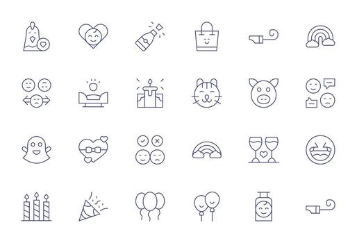 24 Thin Line Pixel Optimized Icons for Happy Graphics vector
