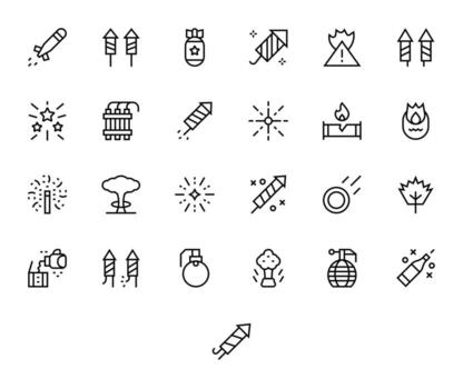 25 Icons for Explosion featuring High Resolution Detail Enhanced Regular Line Graphics vector