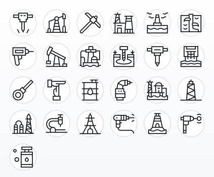 25 64x64 Regular Line Icons optimized for Drilling Pixel Aligned display vector