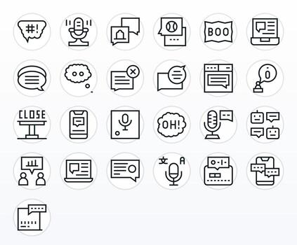 25 256x256 PIXEL Perfect Icons for Dialog in Regular Line Theme vector