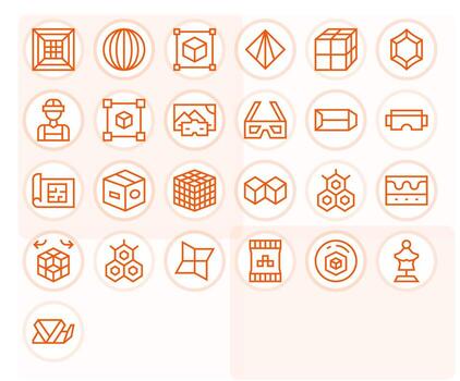 25 Icons for 3D featuring Retina Ready Editable Regular Line Graphics vector