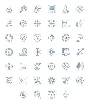 Target Icon Set with 40 Thin Line 128x128 PIXEL Perfect Graphics vector