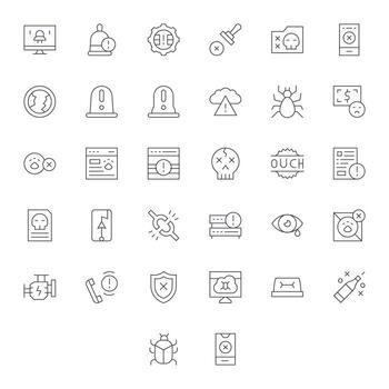 32 Pixel Aligned Thin Line Icons from Error Collection vector