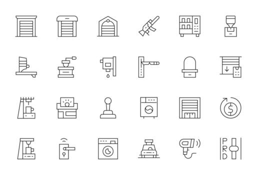 24 Icons for Automatic featuring 64x64 Display Perfect Thin Line Graphics vector