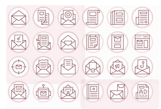 Newsletter Premium Bundle with 24 High Resolution Pixel Aligned Thin Line Icons vector