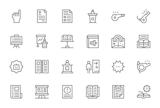 24 256x256 Delgado línea íconos para instrucción con píxel Perfecto precisión vector