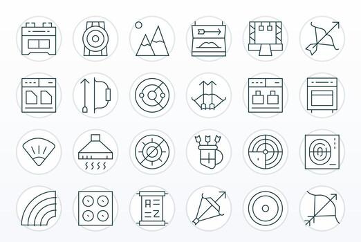 24 Editable Thin Line Icons designed for Range Interface vector