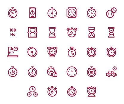 28 High Resolution Bold Line Icons for Duration with PIXEL Perfect precision vector