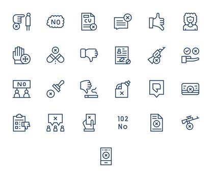 25 Icons for Refusal featuring 64x64 Pixel Aligned Regular Line Graphics vector