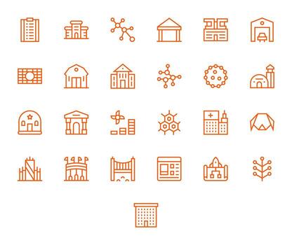 25 Regular Line Icons designed for Structure in 256x256 Pixel Optimized format vector