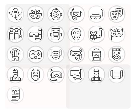25 256x256 Regular Line Icons optimized for Mask Grid Fitted display vector
