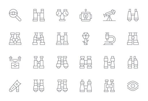 24 256x256 Thin Line Icons for Observation with Display Perfect precision vector