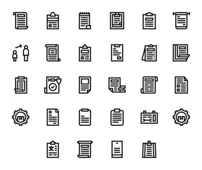 28 cuadrícula equipado negrita línea íconos desde pautas colección vector