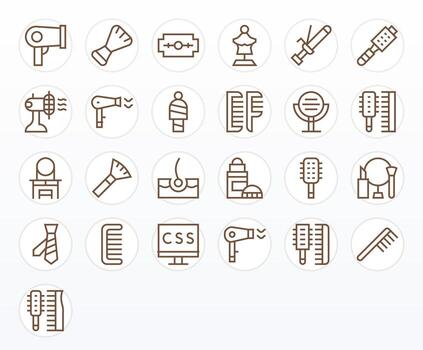 peinado icono biblioteca con 25 regular línea alto resolución detalle mejorado diseños vector