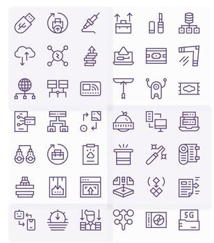 datos transferir profesional conjunto con 42 regular línea píxel alineado alto resolución íconos vector