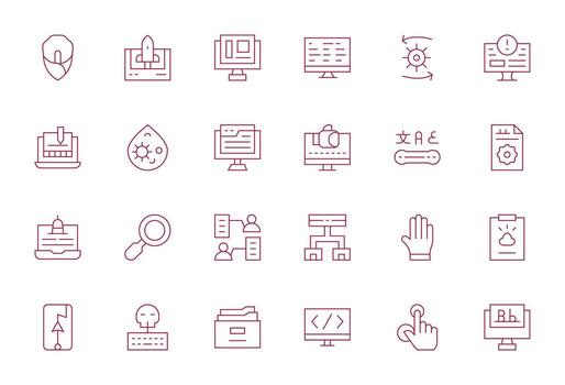 software 256x256 icono paquete con 24 Delgado línea detalle mejorado elementos vector