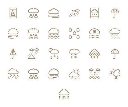 Stormy Design Icons featuring 25 Pixel Aligned Regular Line Style vector