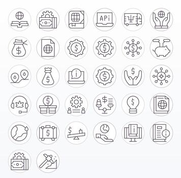 Resources Ultimate Package with 32 64x64 Thin Line Pixel Aligned Icons vector