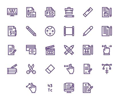 edición diseño íconos presentando 28 píxel alineado negrita línea estilo vector