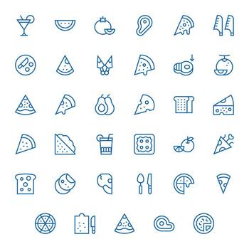 Slice Comprehensive Bundle with 35 Grid Fitted Regular Line Retina Ready Icons vector