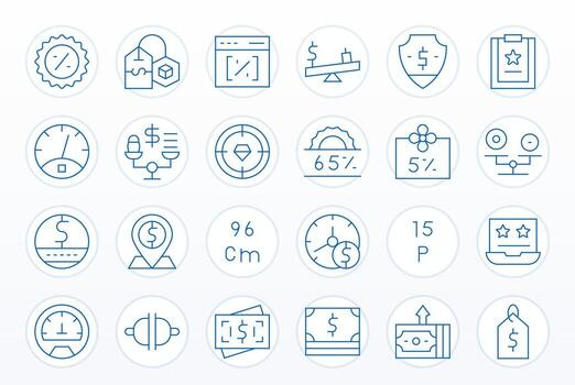 24 Thin Line Icons for Value in crisp High Resolution Grid Fitted resolution vector