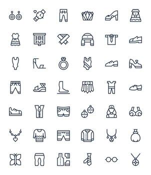42 256x256 Icons for Fashion in Pixel Aligned Regular Line Format vector