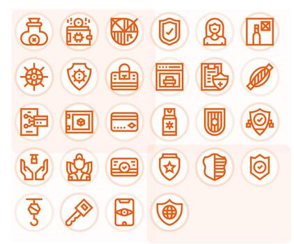 28 Bold Line Pixel Optimized Icons for Secure Graphics vector