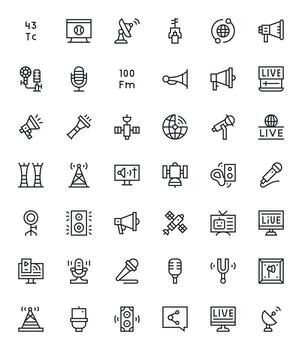 Broadcast Icon Repository containing 42 Regular Line 128x128 Grid Fitted graphics vector