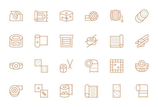 Roll Design Icons featuring 24 Pixel Optimized Thin Line Style vector