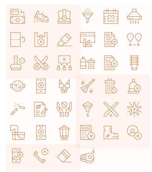 40 Thin Line Pixel Optimized Icons crafted for Remove 256x256 applications vector