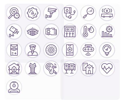 Regular Line Style Monitoring Icons with 25 64x64 Display Perfect Designs vector