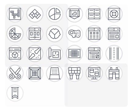 25 Regular Line Pixel Optimized Icons for Section Graphics vector