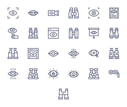 Observe Design Icons featuring 25 Pixel Aligned Regular Line Style vector